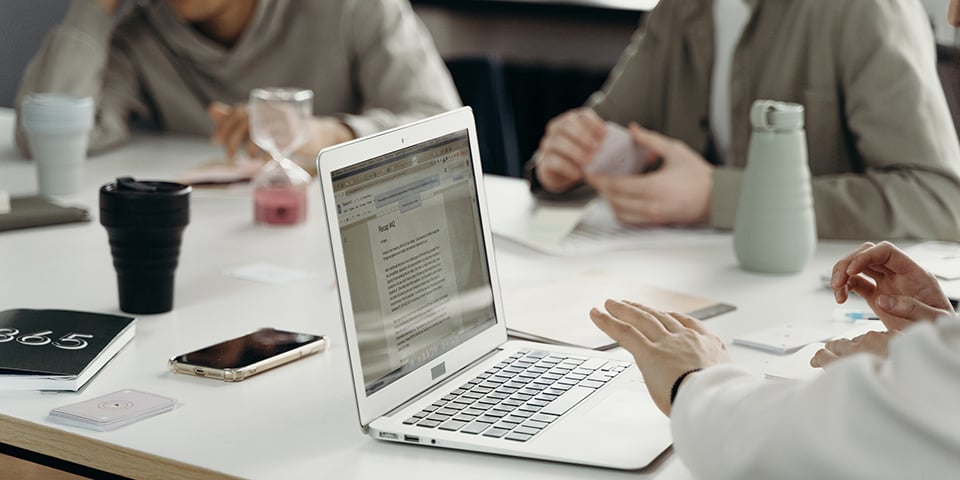 working with laptop
